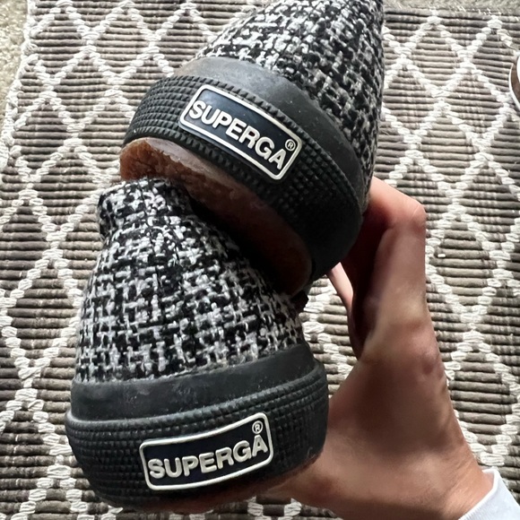 Superga tweed gray and black size 40 tennis shoe. Super cute. Gently used. - Picture 2 of 6